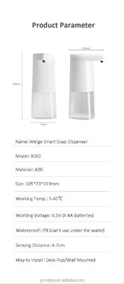 Hotel Meige X-202 2022 Nero 350ml Spuma da cucina Gel di nebbia liquida IPX4 FCC CE Dispensatore di sapone intelligente senza contatto a infrarossi